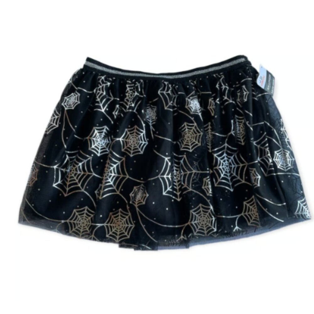 Girls Halloween Skirt Silver Spider Webs XL 14/16 NWT